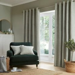 Budget π Churchgate Churchgate Swithland Herringbone Sage Eyelet Curtains π