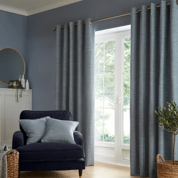Budget 🎁 Churchgate Churchgate Swithland Herringbone Ashley Blue Eyelet Curtains ⌛ 2 Budget 🎁 Churchgate Churchgate Swithland Herringbone Ashley Blue Eyelet Curtains ⌛ - Image 2