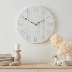 Best Pirce ✨ Churchgate Distressed Wooden 60cm Clock Cream ⌛